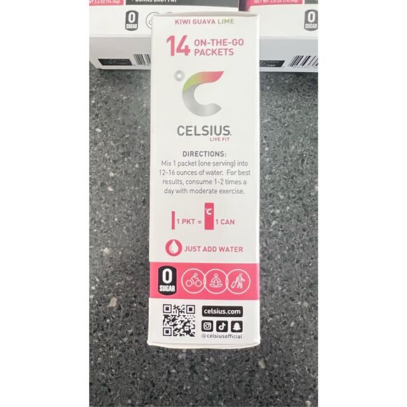 CELSIUS On The Go Energy Drink Mix, Kiwi, Guava, lime(14 Stick Pack) - Picture 9 of 10